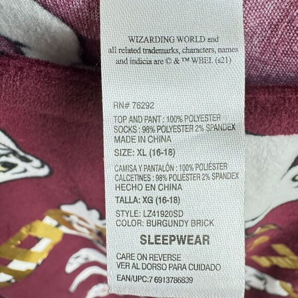 Harry Potter PJ Set 2 Piece Brick Red XL (16-18) Hogwarts Owl Hedwig Girls - Picture 13 of 14